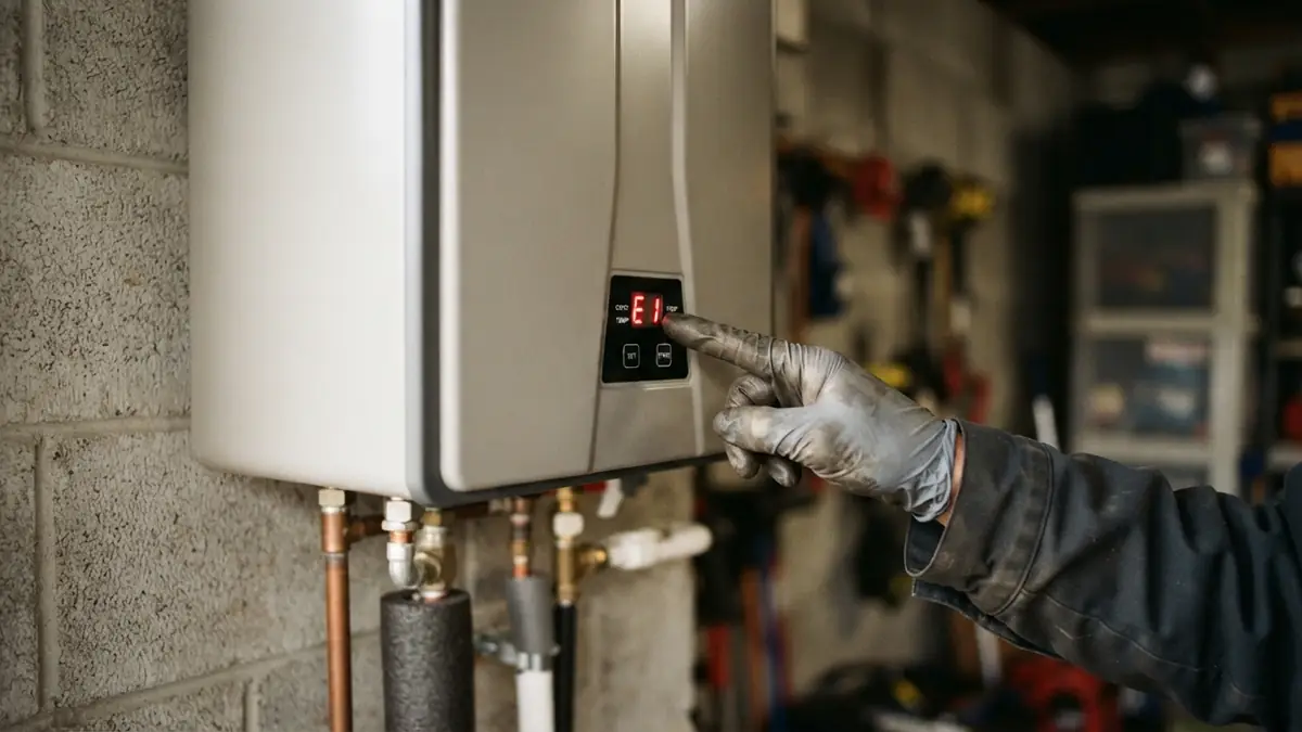 Error code on a tankless controller, the starting point for tankless water heater repair in Commack, NY