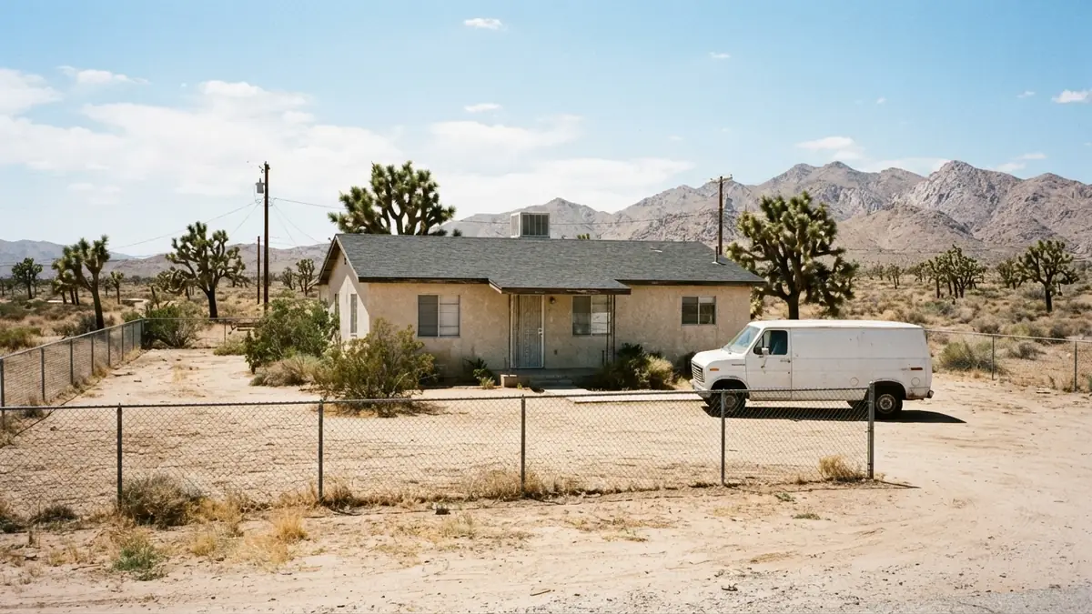 Ranch home on a desert lot with a service van outside, booked for tankless water heater repair in Apple Valley, CA