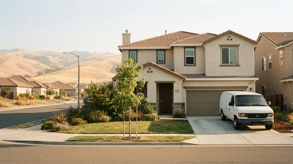 Newer two-story home with a service van outside, booked for tankless water heater repair in Lincoln, CA