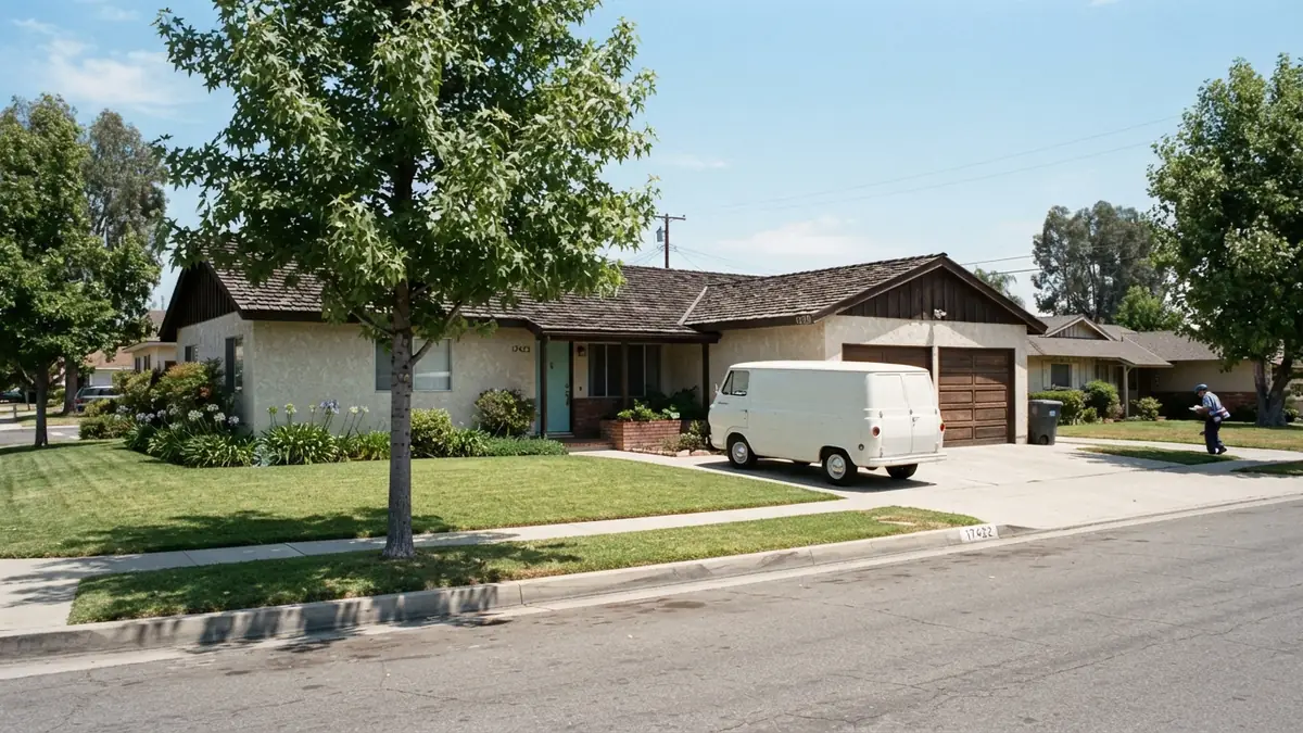 1960s tract home with a service van outside, booked for tankless water heater repair in Alpine, CA